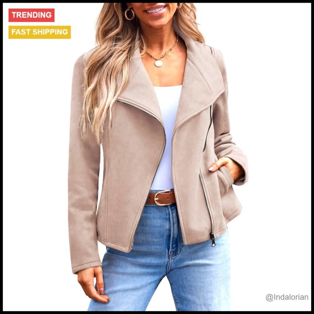 Faux Suede Cropped Jacket, Open Front Cardigan Style, Fall Winter Spring